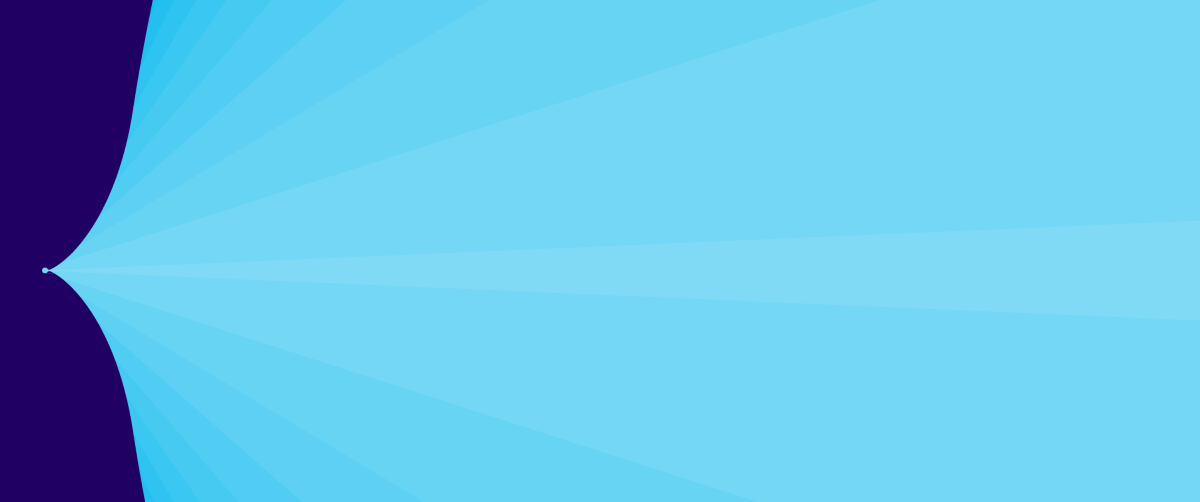 A graphic element with a purple background and a spectrum of blue colours in a wave pattern.