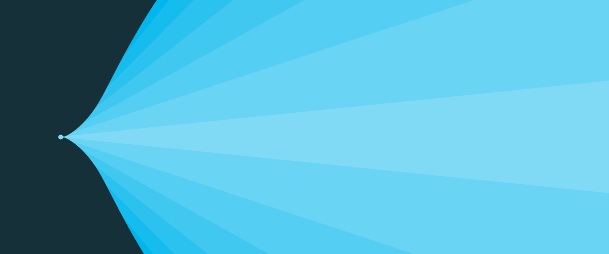 A graphic element with a dark blue background and a spectrum of blue colours in a wave pattern.